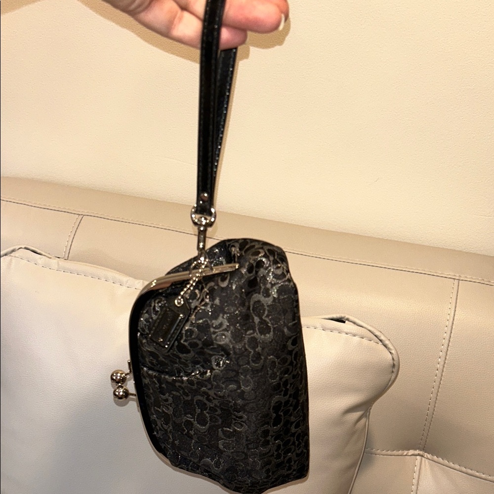 Coach Optic C Mini Signature Lurex Black Wristlet Clutch - Picture 15 of 17